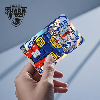 Holographic Robot and Shark Card Stickers - Laser Skin Film Decals for Debit, Credit, and Bank Cards
