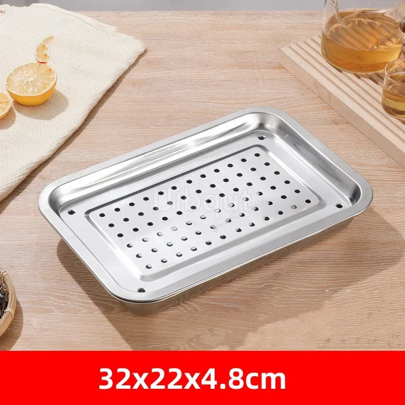 Stainless Steel Kung Fu Tea Tray with Drainage Drawer – Tea Ceremony Water Storage Board Table for Tea Room Tools