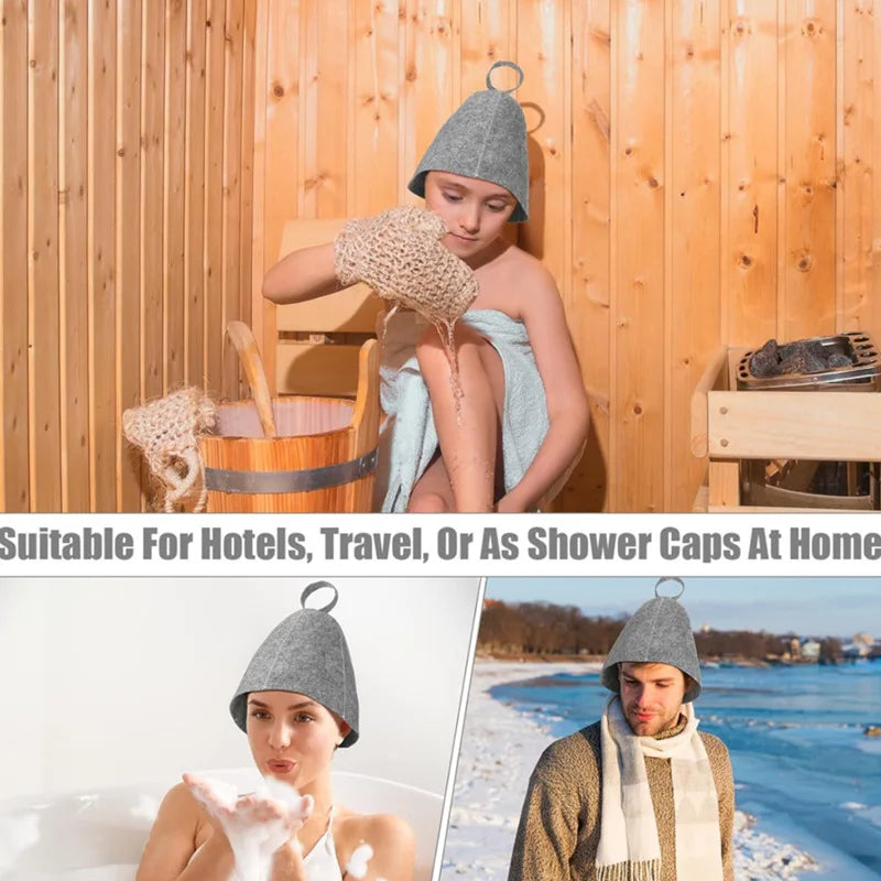 Felt Sauna Hat — Steam Cap for Men & Women, Home and Steam Room Sauna Accessory