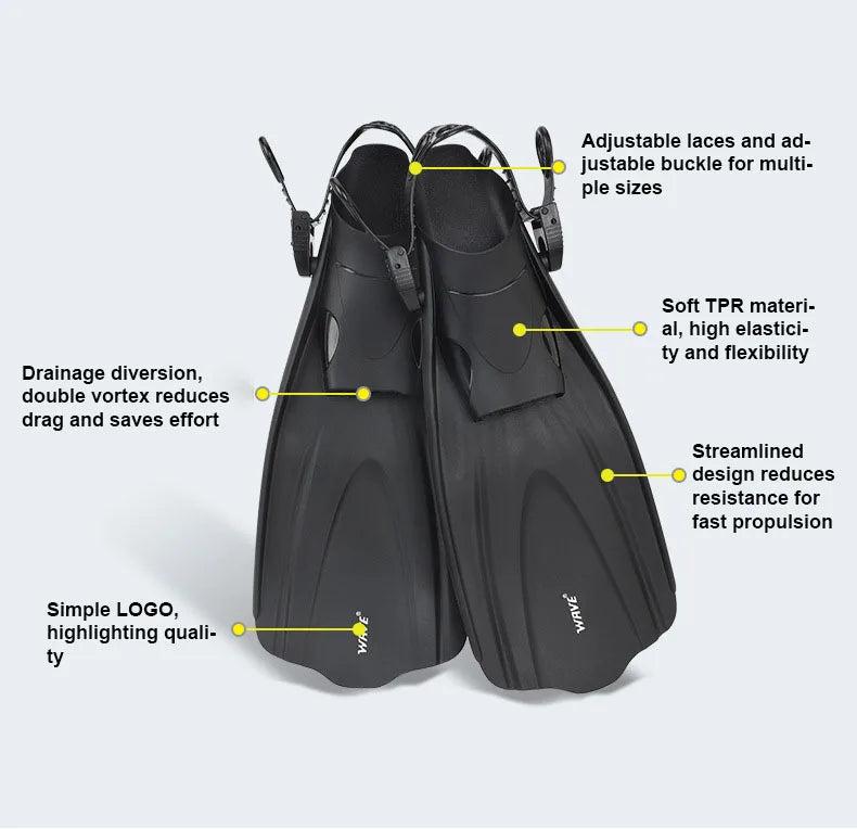Oulylan Adjustable Short Swim Fins – Portable Snorkel Flippers for Adults, Beginner Diving & Water Sports Gear for Men