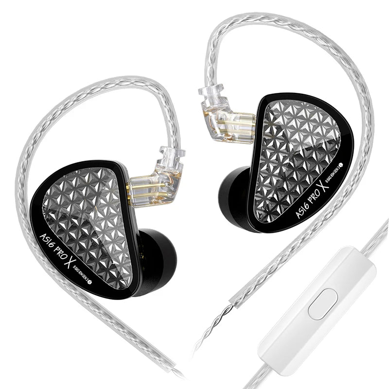 KZ AS16 PRO X In-Ear Headphones — 8 Balanced Armature HiFi Earbuds with Three-Channel Acoustic Duct Structure