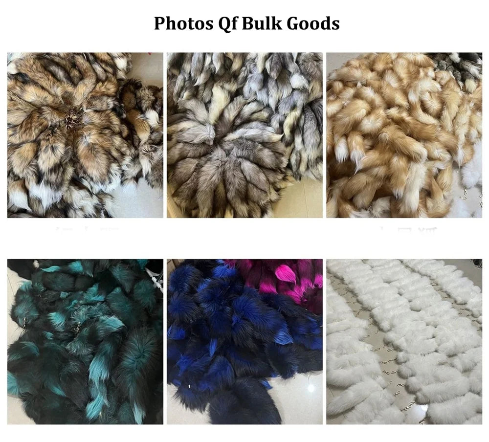 Natural Fox Fur Tail Keychain – 40cm Furry Racoon Bag Charm & Fluffy Keyring Accessory for Women
