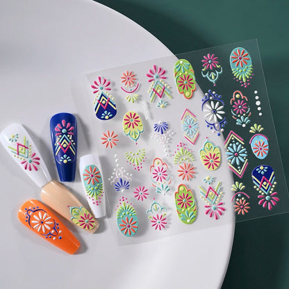5D Macaron Nail Stickers - Embossed Flower, Fruit, Bear & Rabbit Charms for Summer DIY Manicure Decoration
