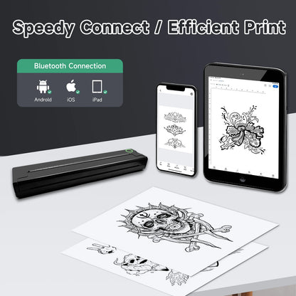 Portable Thermal Tattoo Stencil Printer – A4 Wireless Bluetooth Photo & PDF Printing from Smartphone