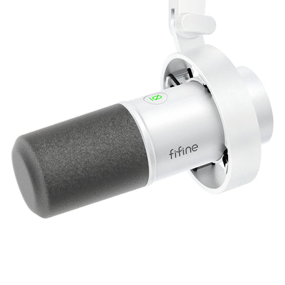 FIFINE USB/XLR Dynamic Microphone – Shock Mount, Touch-Mute, Headphone Jack & Volume Control, for PC or Sound Card Recording (K688)