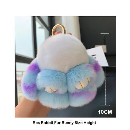 10cm Cute Plush Bunny Keychain – Women’s Fur Pom Pom Angel Rabbit Bag Charm & Toy Pendant for Girls