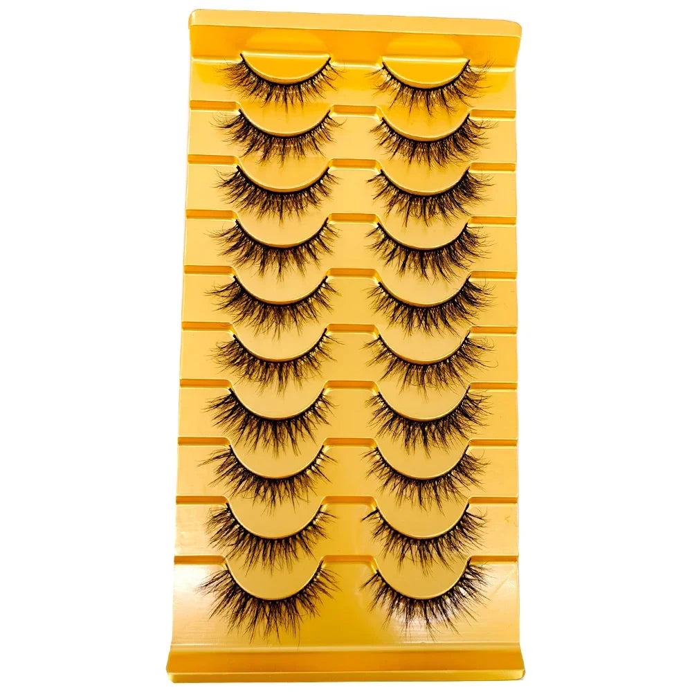 5/10 Pairs 3D Mink False Eyelashes – Wispy Handcrafted Full Strip Short Natural Lashes for Makeup