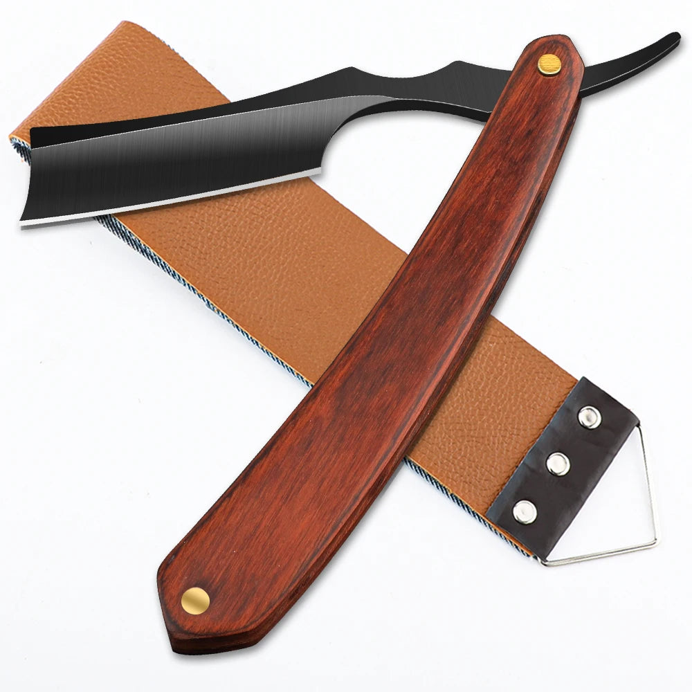 Professional Barbershop Men’s Shaver – Straight Edge Barber Razor Knife for Beard Shaving with Wiping Cloth