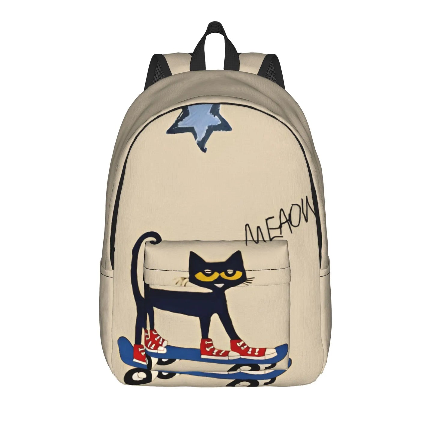 Pete The Cat Casual Backpack - Cartoon Student Laptop Shoulder Bag With Pocket For Men And Women