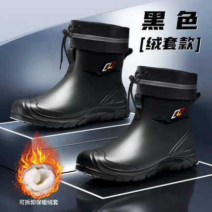 2024 Men's Waterproof Water Boots — Non-Slip Rubber Work Shoes for Outdoor Rain, Camping & Fishing