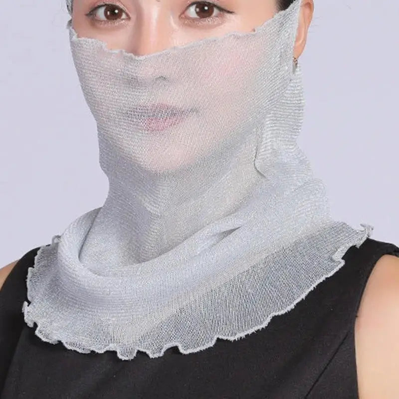 Spring Summer Chiffon Neck Scarf – Lightweight Multi-Function Anti-UV Sunscreen Face & Head Cover for Women