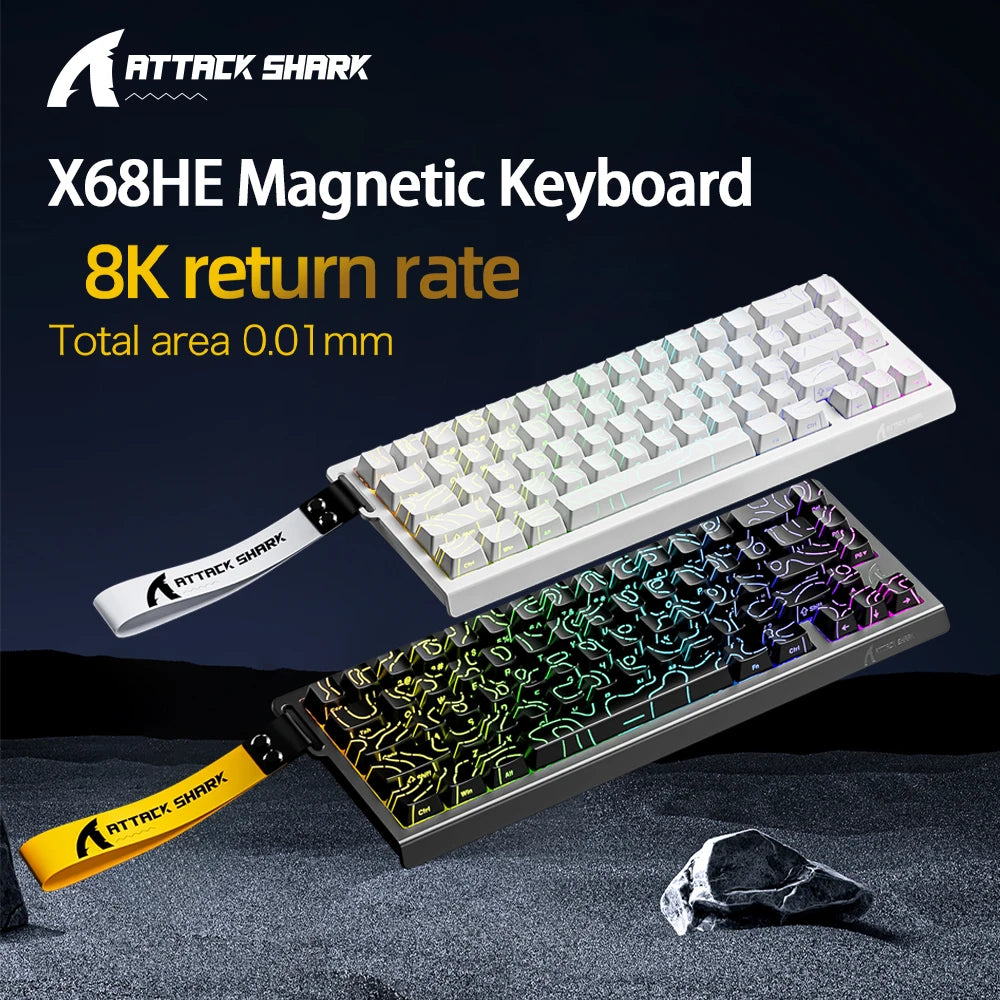 X68HE Attack Shark Magnetic Mechanical Gaming Keyboard – Wired Pro Gaming with 0.01mm Rapid Trigger, 8000Hz, SOCD/Rs 0.125ms