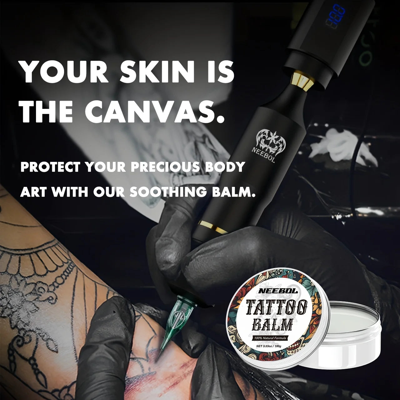 Tattoo Aftercare Butter Balm – Natural Ingredient Cream for Ink Color Enhancement & Moisturizing Old & New Tattoos