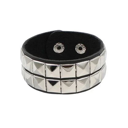 Punk Rock Hip Hop PU Leather Bracelet – Unisex Skull, Pentagram & Rivet Chain Bracelet, Trendy Party Jewelry Accessory