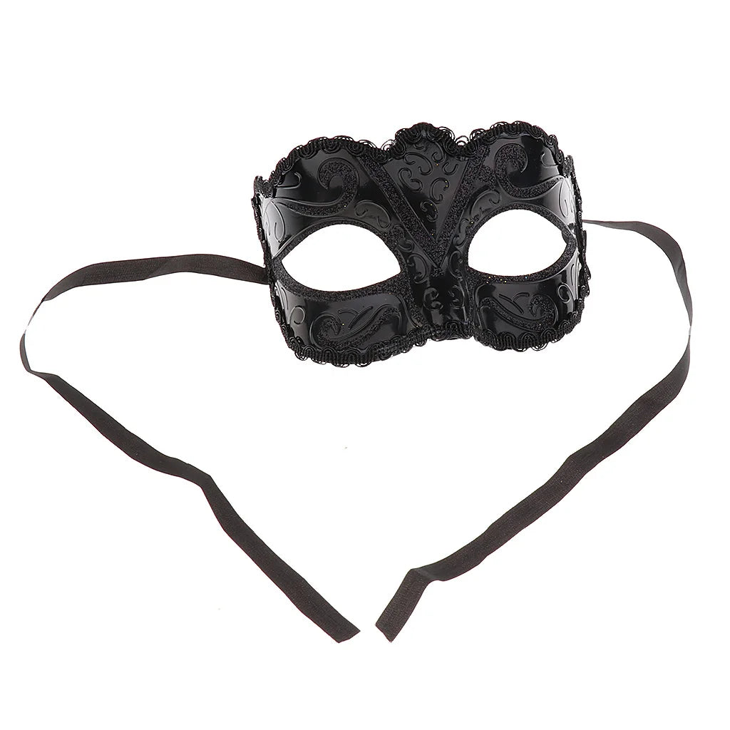 Black Lace Half Face Fox Mask – Venetian Masquerade Eye Mask with Tiara for Carnival & Party Wear