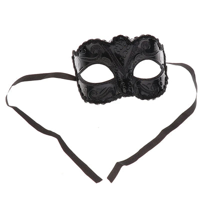 Black Lace Half Face Fox Mask – Venetian Masquerade Eye Mask with Tiara for Carnival & Party Wear