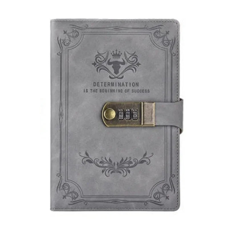 A5 Retro Password Book with Lock – 200 Pages Thick Creative Diary & Student Notepad Notebook