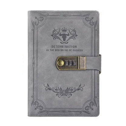 A5 Retro Password Book with Lock – 200 Pages Thickened Diary Notebook, Creative Student Stationery Ledger Binder Organizer