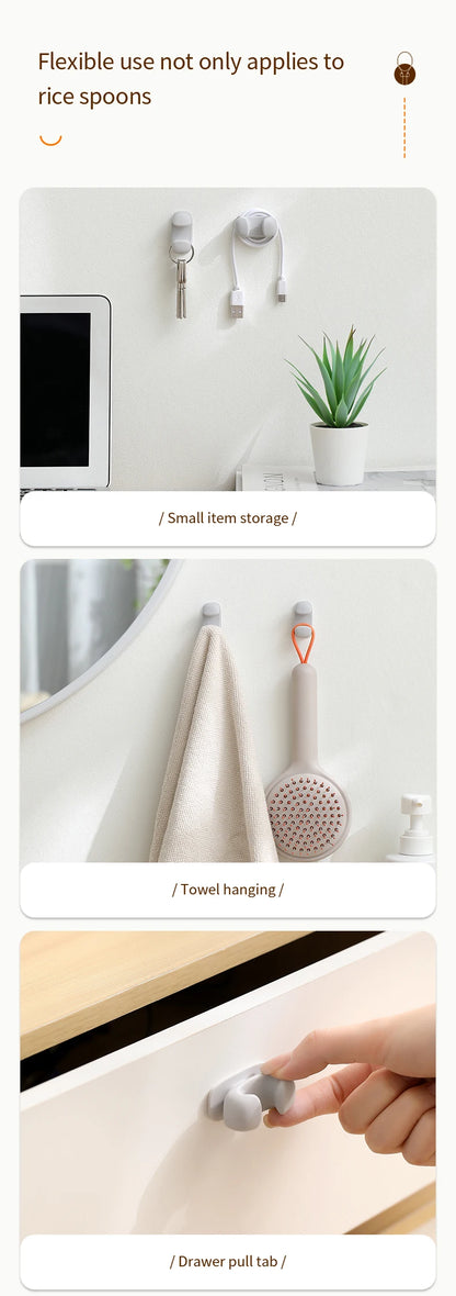 Silicone Rice Spoon Holder — Wall-Mounted Kitchen Storage Rack & Cooker Spoon Placement Shelf