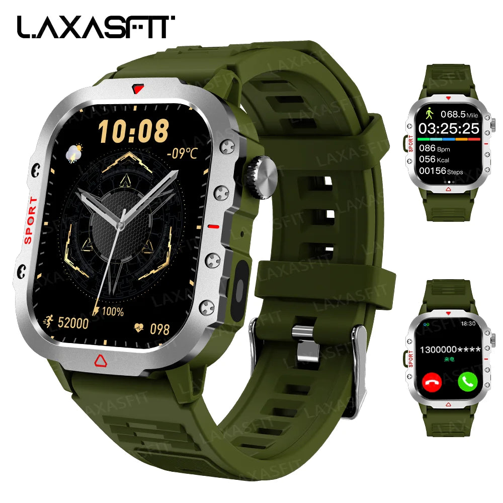 LAXASFIT Men’s Sports Smart Watch – 1.71" Screen, Blood Oxygen, Bluetooth Call, LED Flashlight, Multi-Sport Outdoor Watch