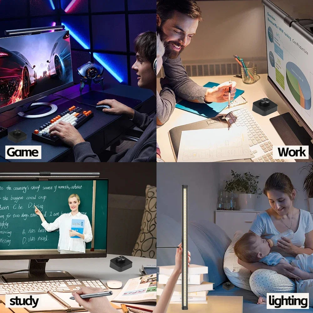 LED Monitor Light Bar, RGB Computer Screen Hanging Light, Atmosphere Table Lamp for Work, Study, Reading & Gaming, 44cm Dimming Lighting