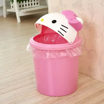 Sanrio Hello Kitty Kawaii Trash Can – Cute Dustbin for Bedroom & Living Room Garbage Disposal
