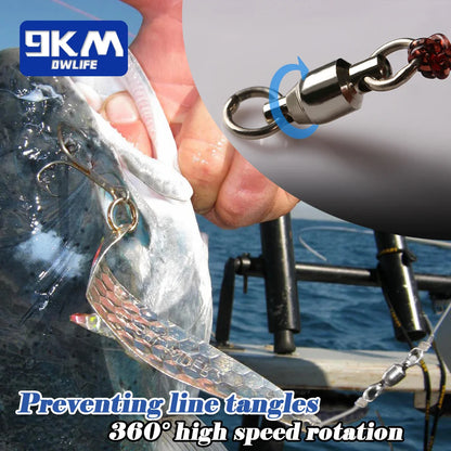 20-100 Pack Ball Bearing Fishing Swivels – Stainless Steel Solid Ring Connector for Freshwater & Saltwater Trolling, Bait & Lure
