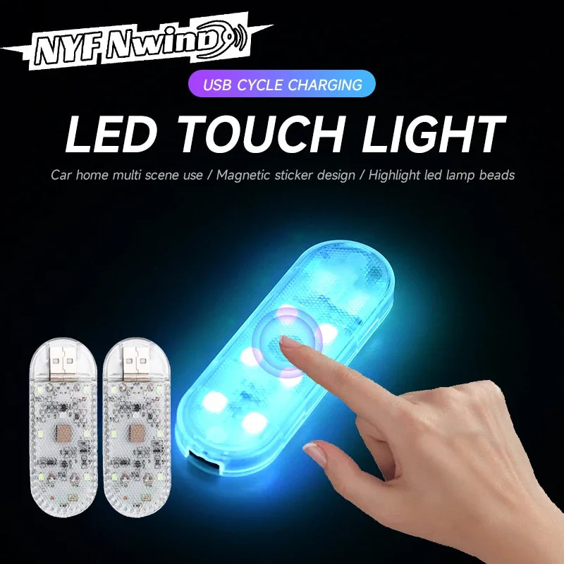 LED Car Mini Touch Light - USB Rechargeable Portable Roof Ceiling Reading & Ambient Lamp for Auto Interior Decoration