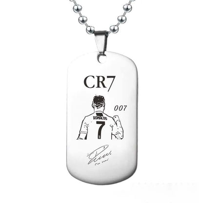 HNSP Stainless Steel Soccer Pendant Necklace – Cristiano Ronaldo & Lionel Messi CR7 Chain for Men