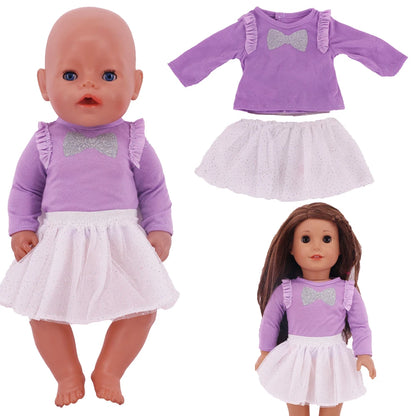 18-Inch Doll Nightdress Outfit — Purple Series Clothes for American & 43CM Baby Dolls, Our Generation Doll Gift