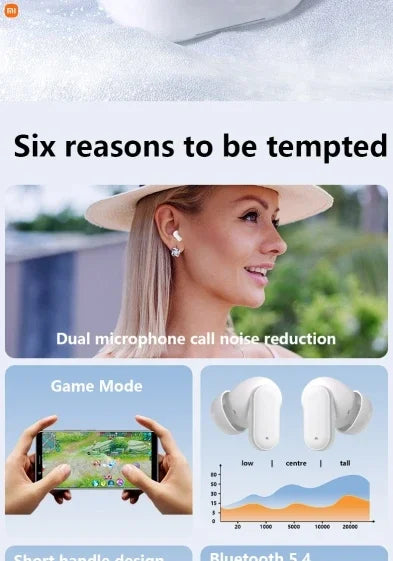 Xiaomi Wireless Bluetooth Earphones – In-Ear Noise-Reducing, Waterproof Sports Headphones for Android, iOS & PC with Long Battery Life