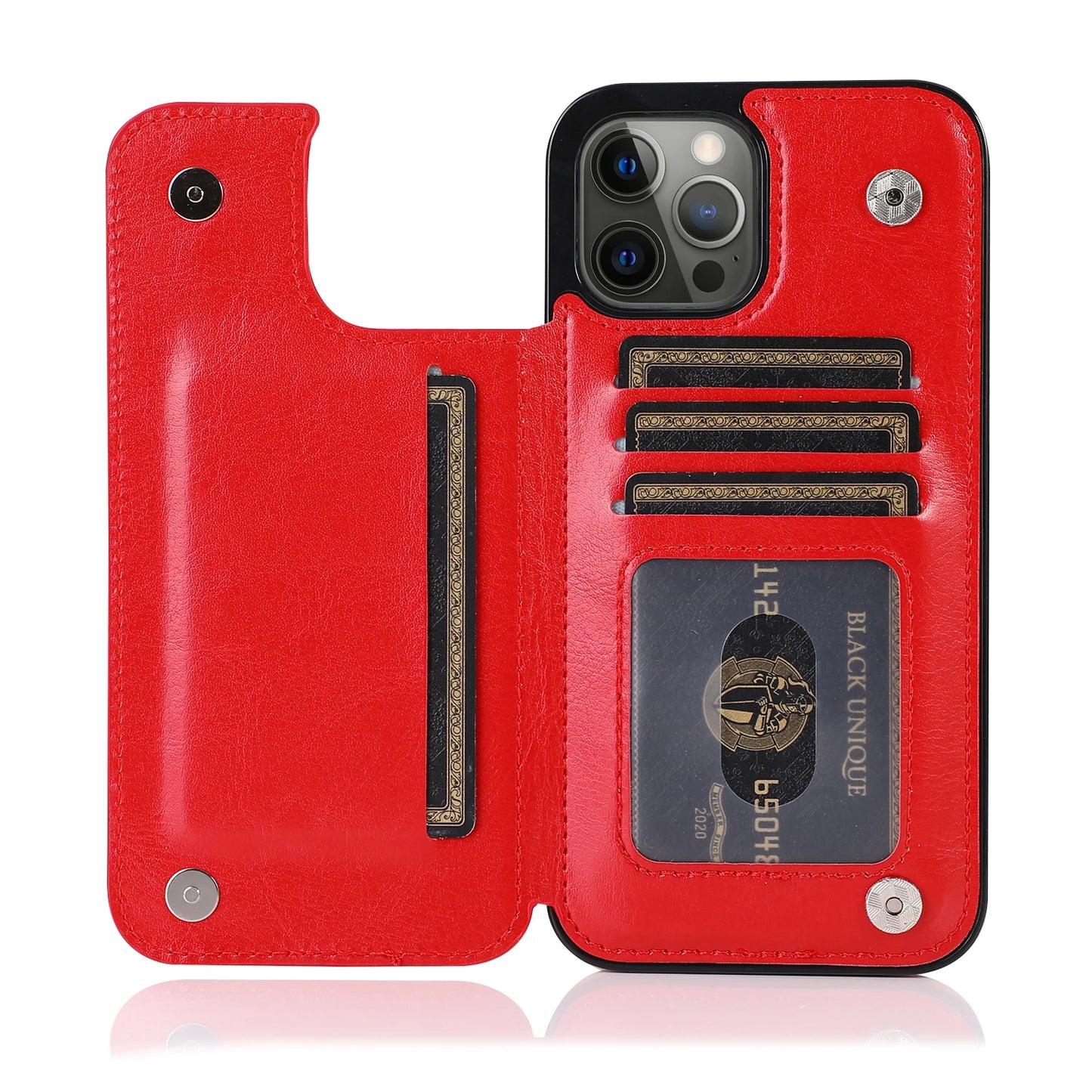 Luxury PU Leather Wallet Case - Kickstand Card Holder Cover with Slots for iPhone 15 14 13 12 11 Pro Max SE X XR XS Max 8 7 6 Plus