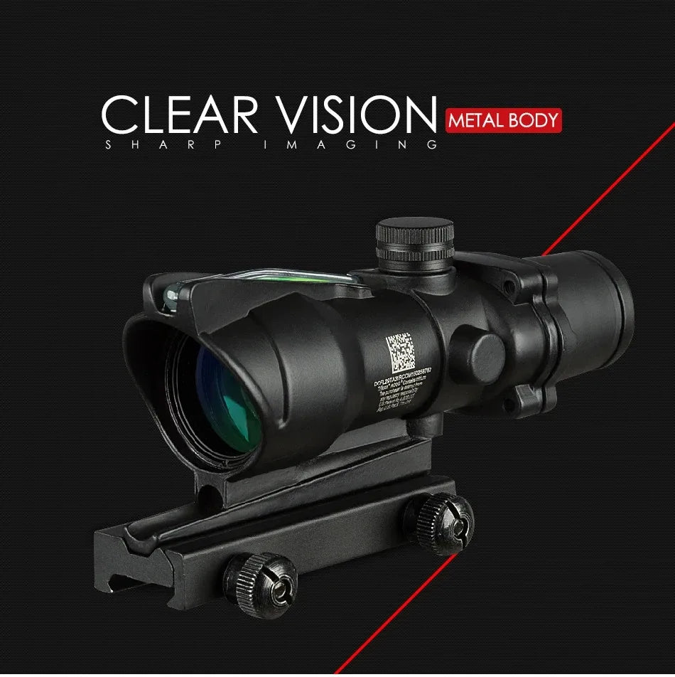 4X32 Hunting Riflescope – Fiber Optic Green & Red Dot Illuminated Reticle Tactical Sight
