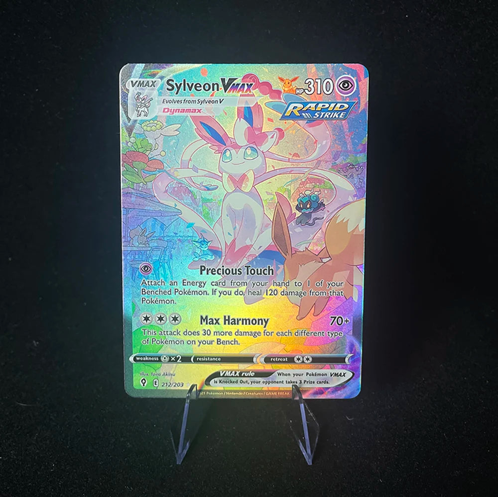 Anime PTCG Trading Cards - Vaporeon Clefairy EX Gengar VMAX Holographic Collectible Cards