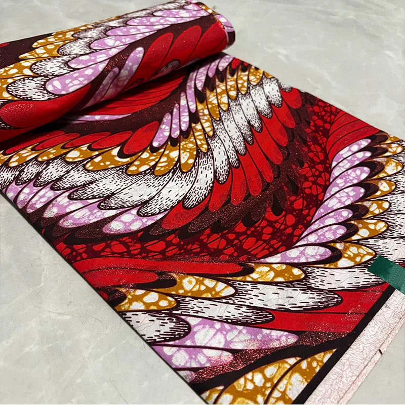 Soft Glitter Golden Wax Fabric - 100% Cotton Ankara Flash Gold Print Batik African Fabric for Nigerian Fashion Sewing & Crafting