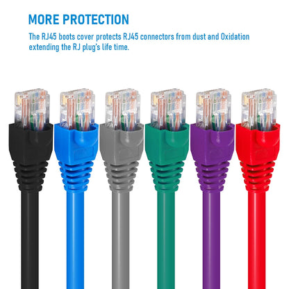 Mixed Color RJ45 Ethernet Cable Boots — Strain Relief Covers for CAT5E/CAT6 Connector Plugs