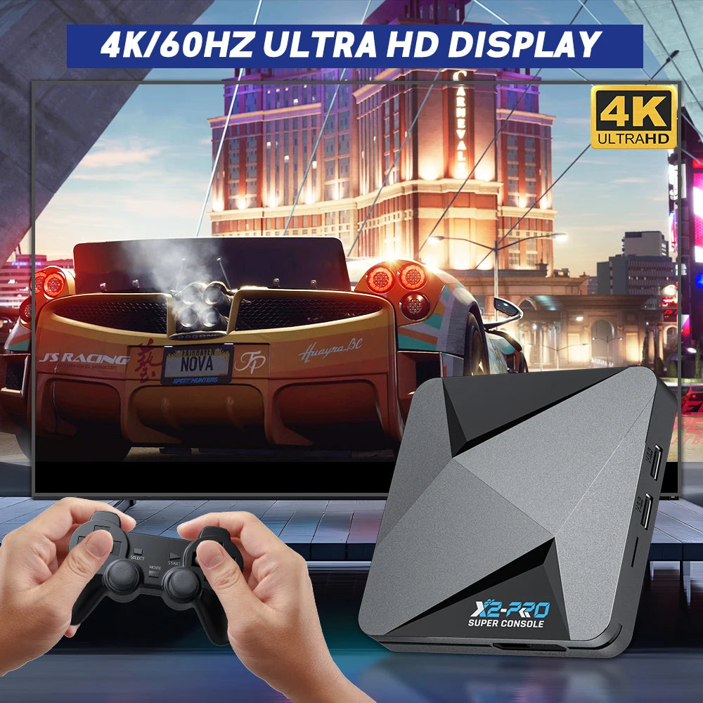 KINHANK Super Console X2 Pro Retro Game Box with 60,000 Built-in Games – Arcade, MAME, DC & SS Support with Wireless Gamepad Gift Set