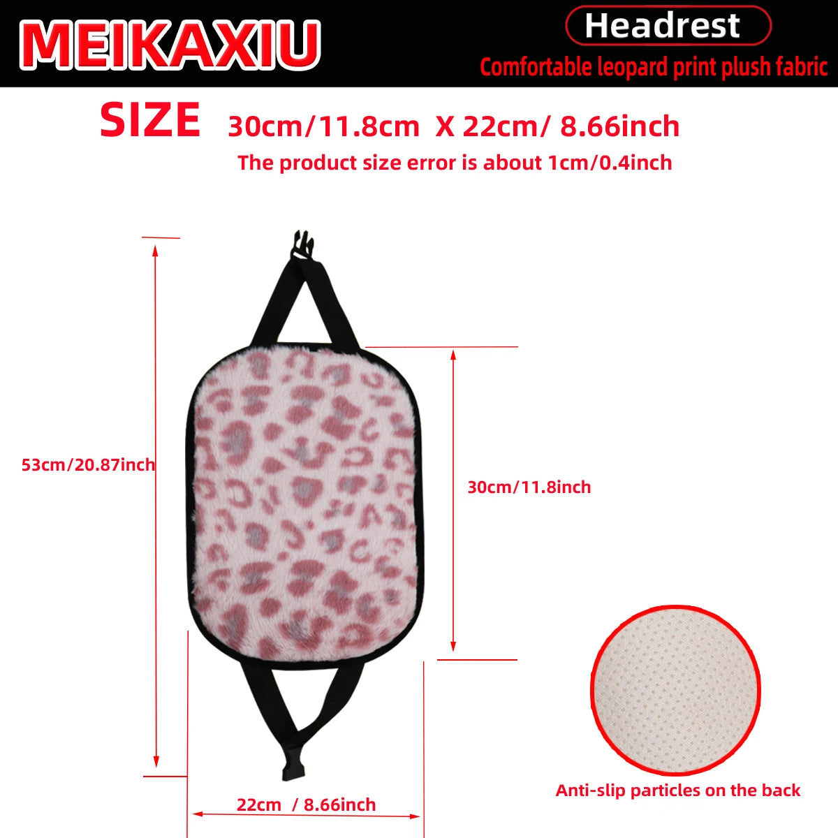 Leopard Print Faux Fur Car Headrest Cover - Soft Decorative Pillowcase for Stylish Interior Comfort