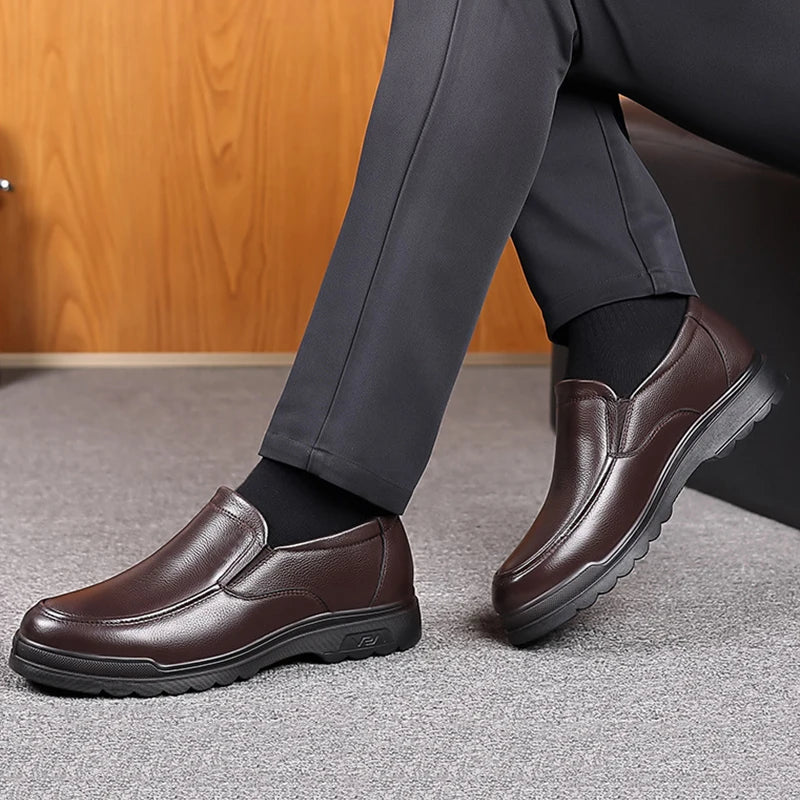 Men’s Leather Slip-On Dress Shoes - Plus Size Office, Wedding, Party and Business Formal Oxfords
