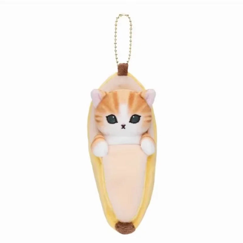 Yoyo Japanese Style Mofusand Plushie Shark Cat Keychain — Cute Fruit & Vegetable Soft Pendant Gift for Girls