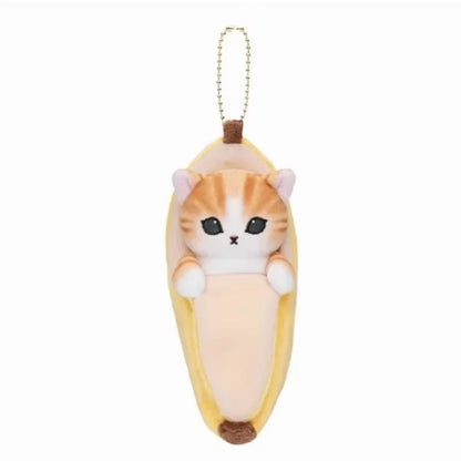 Yoyo Japanese Style Mofusand Plushie Shark Cat Keychain — Cute Fruit & Vegetable Soft Pendant Gift for Girls