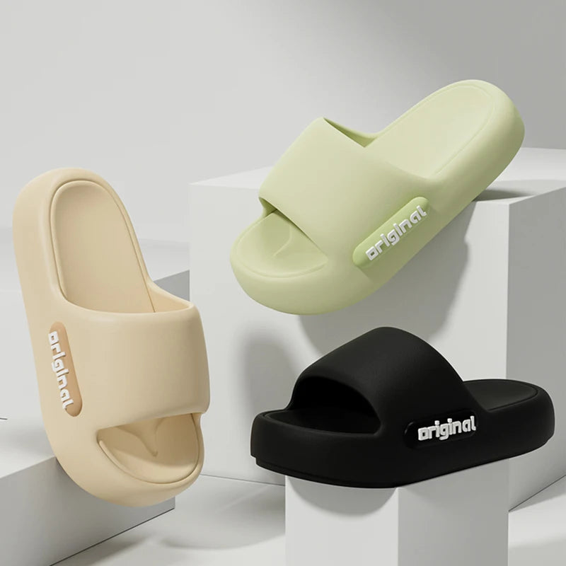 Cloud Platform Slippers for Women - Thick Soft Sole Letter Print Beach Slides for Comfortable Everyday Wear