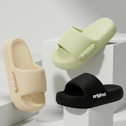 Cloud Platform Slippers for Women - Thick Soft Sole Letter Print Beach Slides for Comfortable Everyday Wear