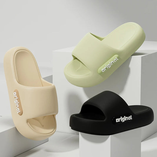 Cloud Platform Slippers for Women - Thick Soft Sole Letter Print Beach Slides for Comfortable Everyday Wear