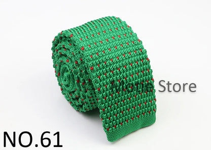 Classic Knit Neck Tie for Men — 6cm Plaid & Dots Casual Business Wedding Tie