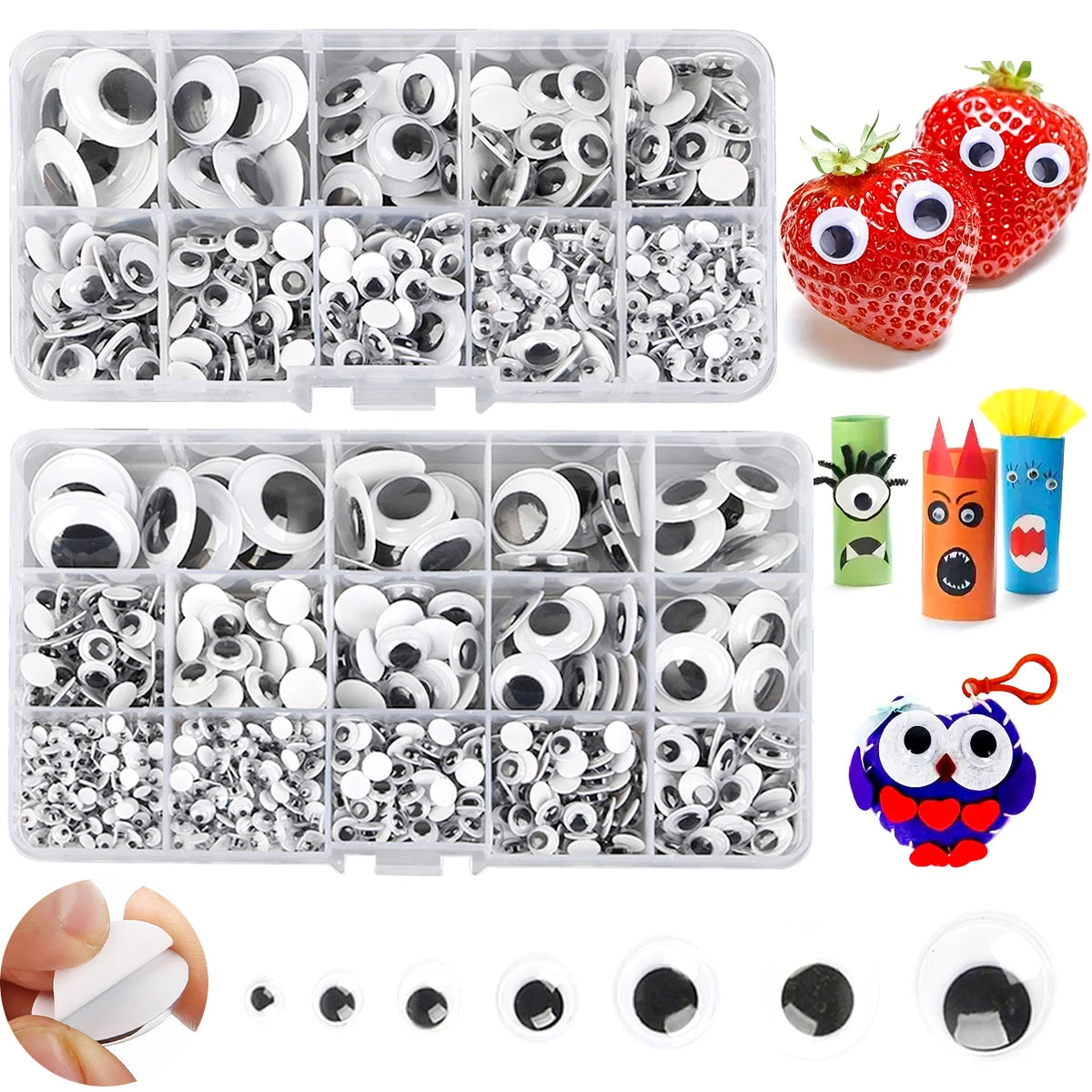 Self-Adhesive Googly Wiggle Eyes - 100/200/550PCS DIY Craft Scrapbooking Doll Toy Accessories