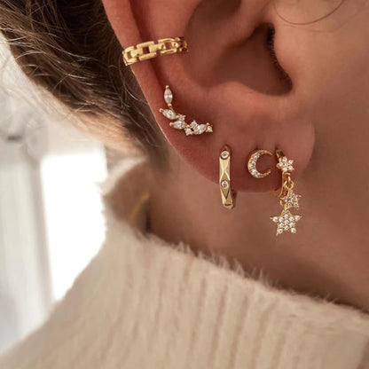 925 Sterling Silver Gold Tassel Earrings - Vintage Crystal Long Chain Hoop Jewelry for Women