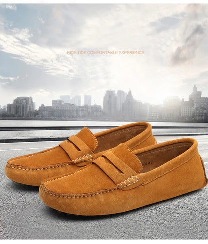 Men's High-Quality Leather Loafers – Casual Moccasins Slip-On Flats, Fashion Driving Shoes, Size 38-49