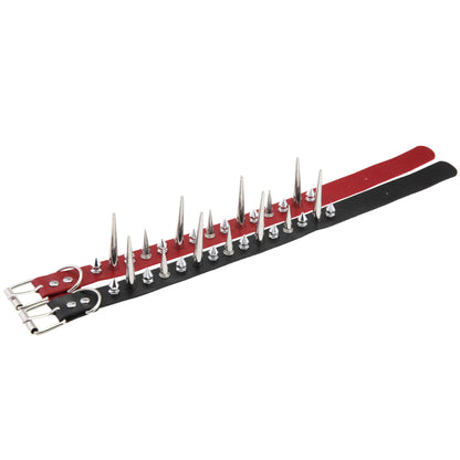 Goth Long Spike Choker – Punk Faux Leather Collar for Women & Men, Big Rivets Studded Gothic Style Necklace Accessories