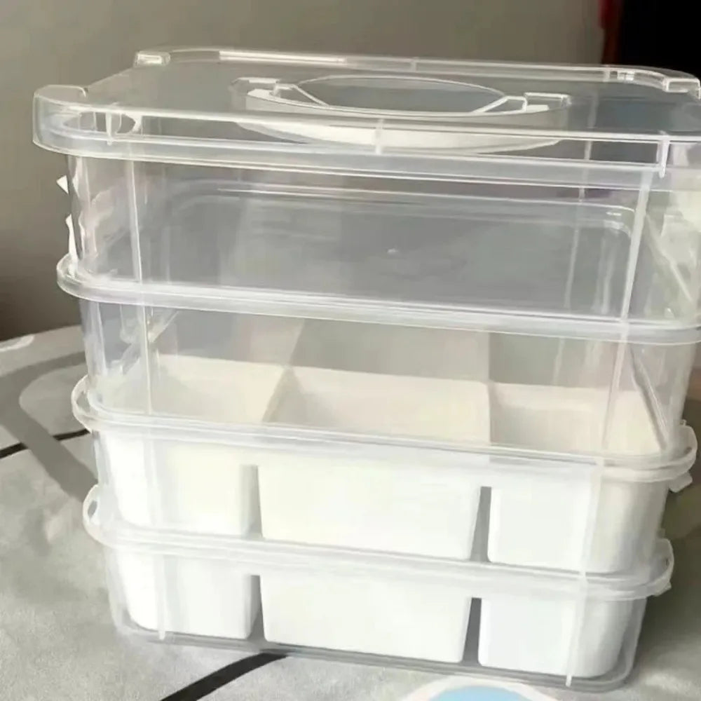 4-Layer Stackable Transparent Organizer – Multi-Tier Plastic Storage Box for Kids Toys, Makeup, Jewelry, Office & School